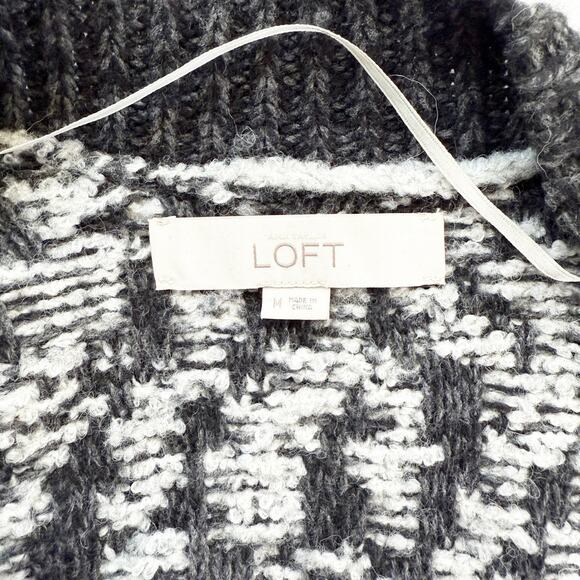LOFT Women's Marbled Long Open Front Wool Boucle Cardigan Medium - Picture 4 of 4